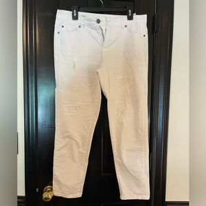 Tribal Women’s Boyfriend Distressed White Jeans